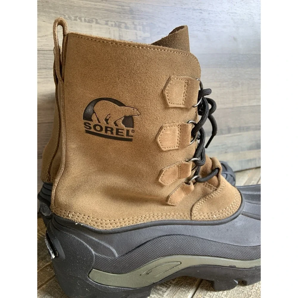 Sorel Boots Men's Size 8 CHILANKO Badger‎ Winter Suede Lace Up Rubber Toe Brown